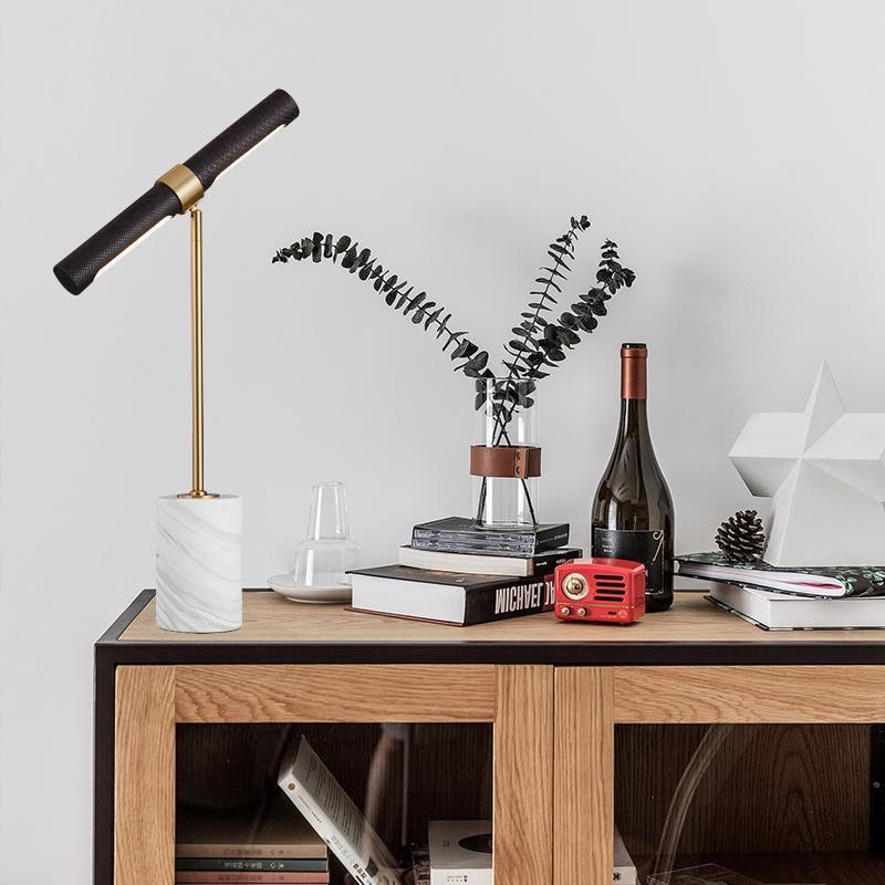 Room Lighting Bedroom Decor - 装飾テーブルランプ、デザイナーライト高級レザー大理石デスクランプ、パーソナライズされた書斎、子供部屋、ベッドサイドランプ