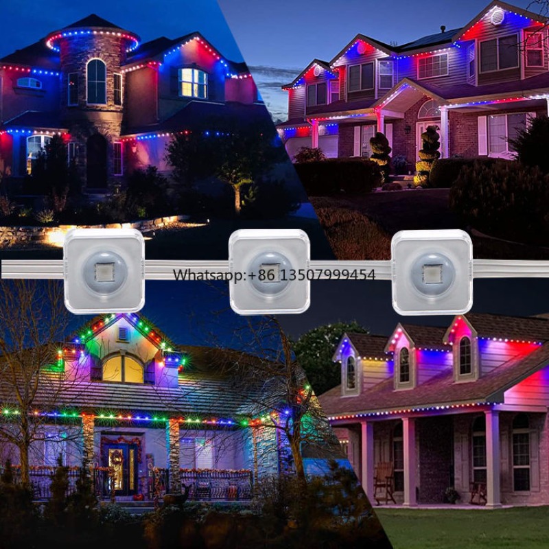 Lighting Decor - WiFi制御スマートLEDストリップライト 15M RGBカラーチェンジ IP66防水 PVC製 ビルファサード装飾