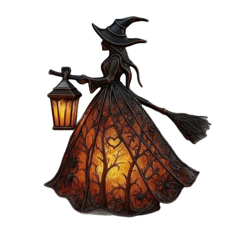 Lighting Decor - 魔女の樹脂製卓上ナイトライト、USB電源式、ハロウィン装飾、ゴスパーティー、テーブル、マントルピース、ホラー映画の夜に最適