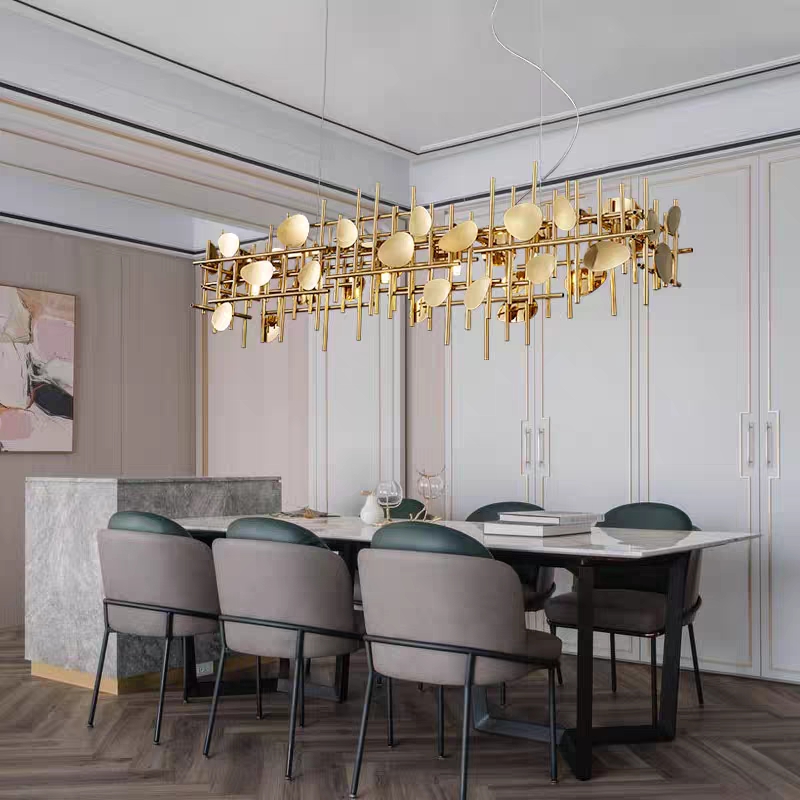 Lighting Decoration Ideas For Home - デザイナーデコアイデア幾何学ラインペンダントライト LED ハンギングランプ天井用ダイニングルームの装飾ポストモダンホーム Lustres