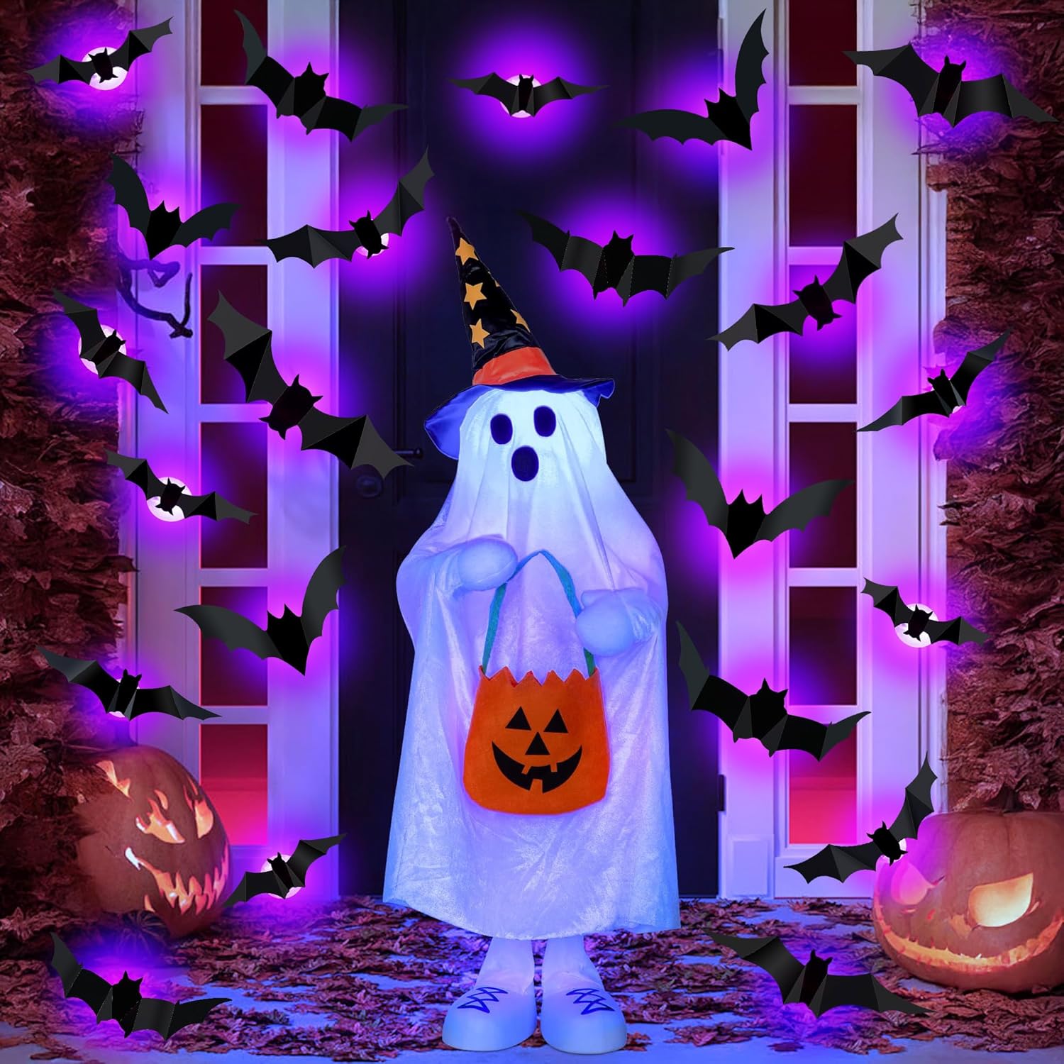 Outdoor Lighting Wedding Decor - ハロウィン LED コウモリ クモ デコレーション 暗闇で光る