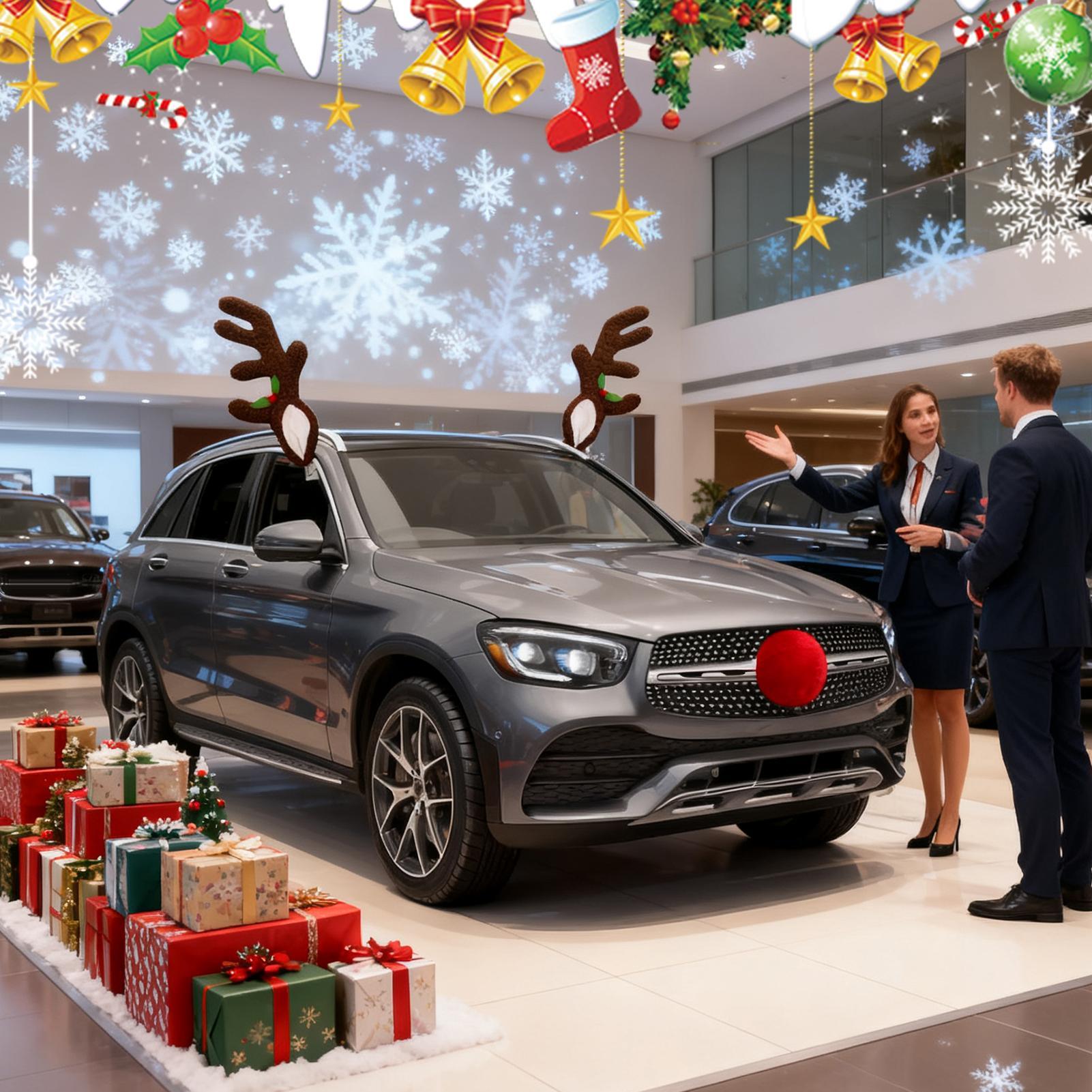 Up Lighting Decor - 車のトナカイの角ライトアップトナカイの角と鼻クリスマス車の外装装飾自動車トラック車両SUV用