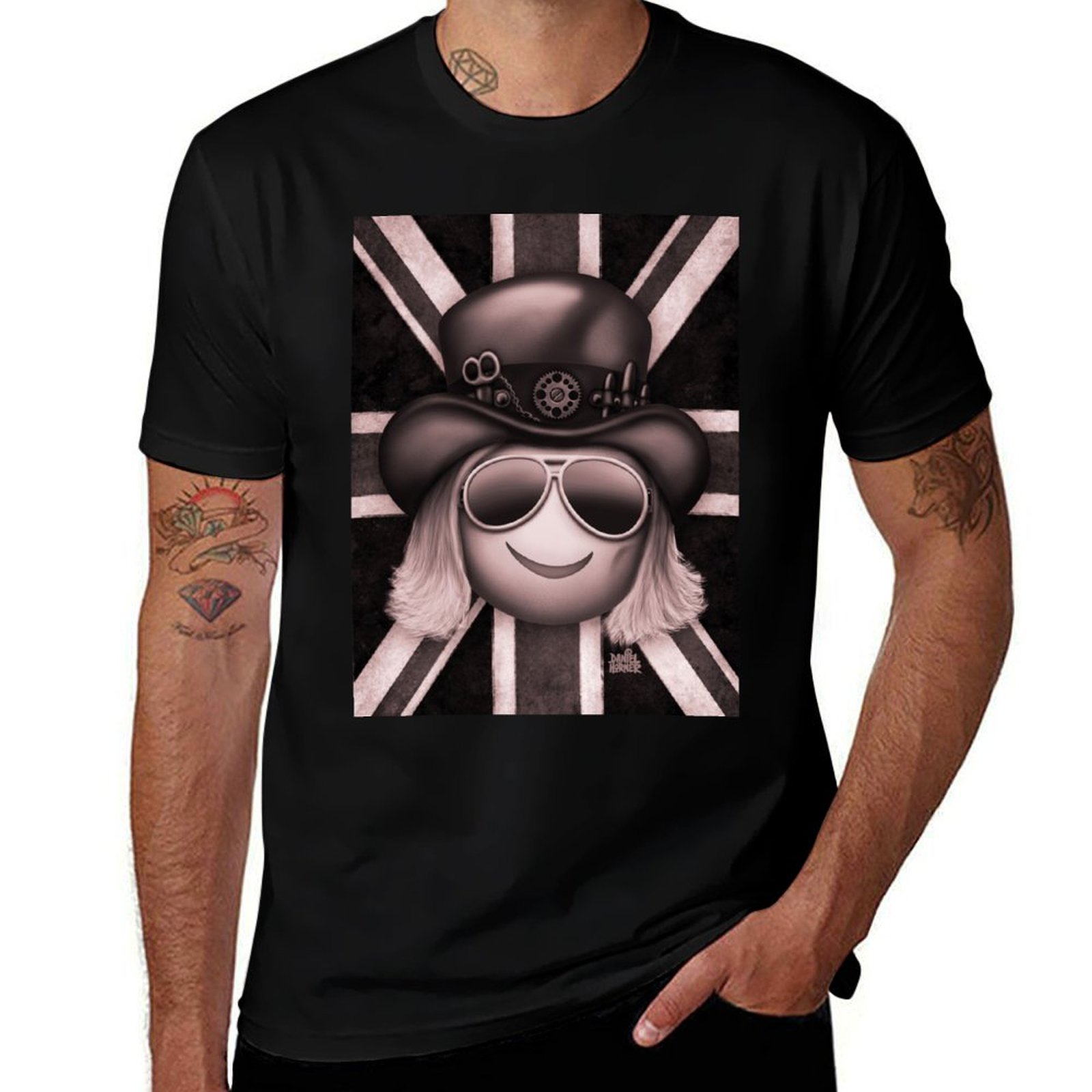 Union Lighting & Decor Hours - Booji Extra - ユニオンジャック（モノクロ）Tシャツ カジュアルライトサマー半袖トップTシャツ