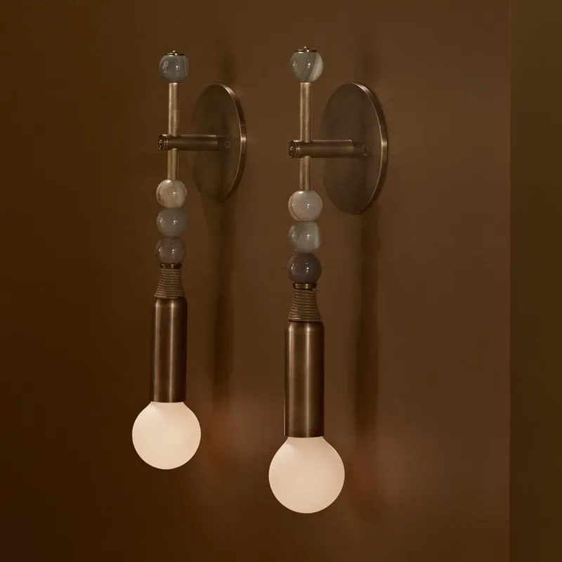 Room Lighting Bedroom Decor - 北欧ヴィンテージ風インテリア装飾デザイン、リビングルーム、寝室、ホテルのベッドサイドライト、真鍮製ストーンガラスシェードウォールランプ