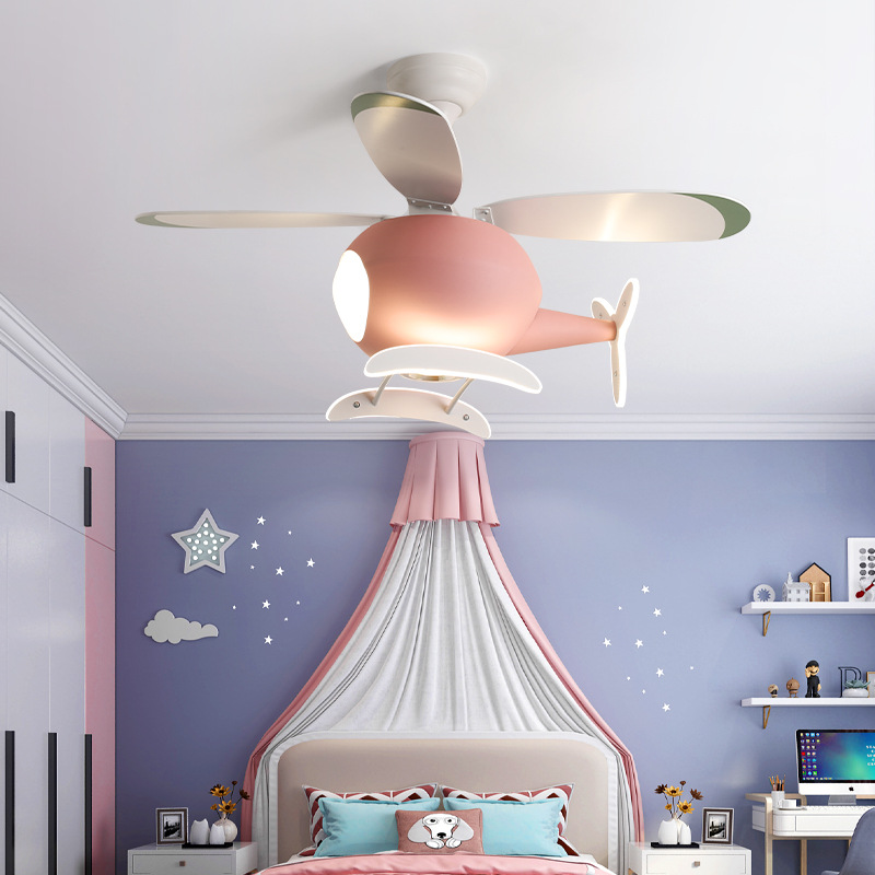 Lighting Decor - 現代のクリエイティブ漫画飛行機ファンライトシンプルな装飾 LED シーリングランプ子供部屋用 Beroom LED ファンライト
