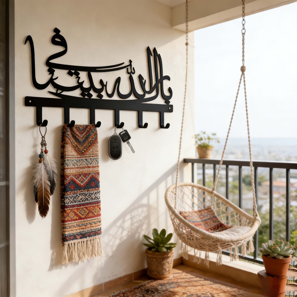 Lighting Metal Wall Decor - CIFBUY イスラム風金属製ウォールアート キーホルダー。防水性があり、耐久性に優れた鉄製の装飾品。玄関、バスルーム、キッチン、家庭のインテリアに最適。ギフトとしても。