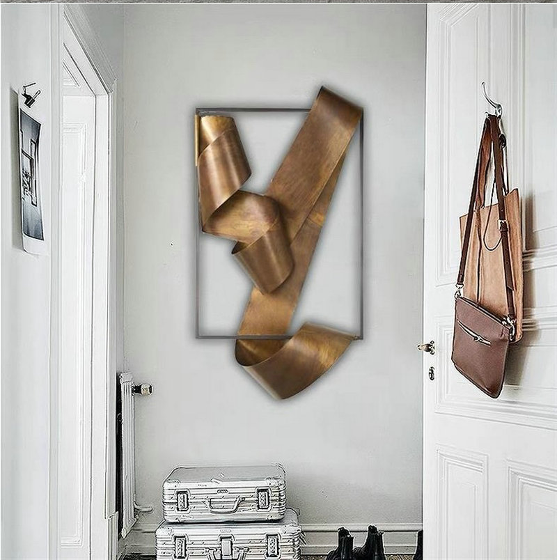 クリエイティブなリボンアートの壁飾り、リビングルームの玄関壁 - Lighting Metal Wall Decor のレビューと価格