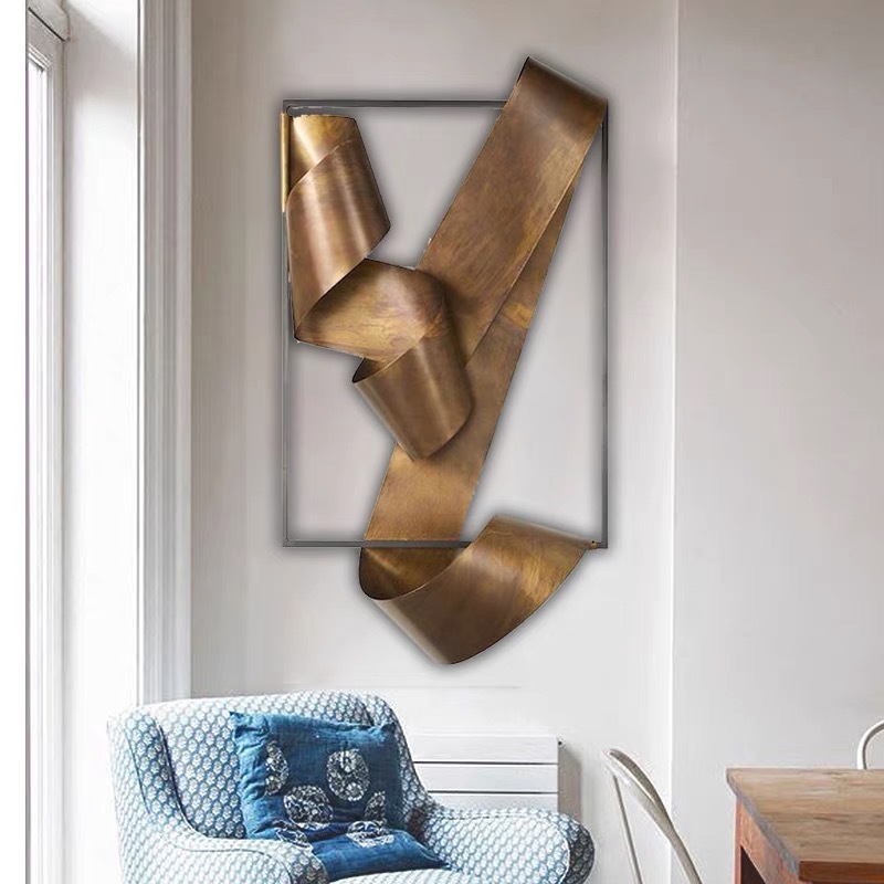 クリエイティブなリボンアートの壁飾り、リビングルームの玄関壁 - Lighting Metal Wall Decor のレビューと価格