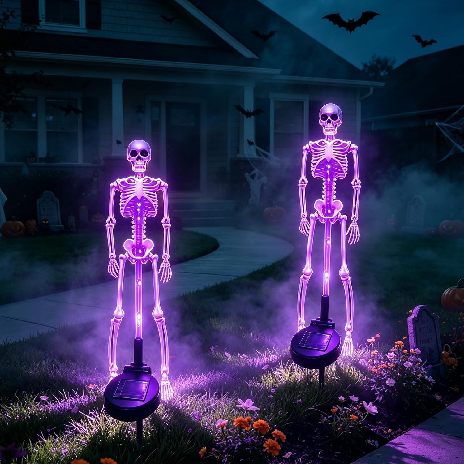 ハロウィンスケルトンステークライト、ソーラー式、庭や芝生、通 - Lighting Decor For House のレビューと価格