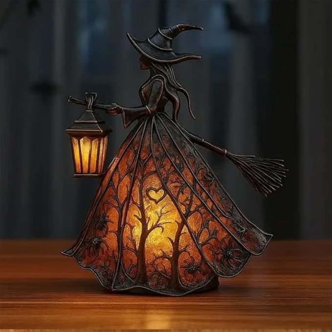 魔女の樹脂製卓上ナイトライト、USB電源式、ハロウィン装飾、 - Lighting Decor のレビューと価格