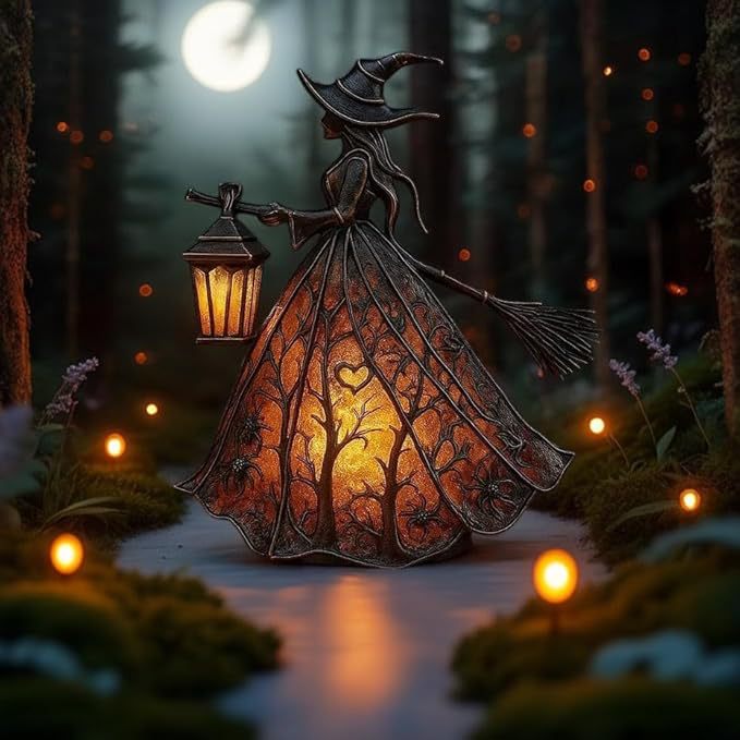 魔女の樹脂製卓上ナイトライト、USB電源式、ハロウィン装飾、 - Lighting Decor のレビューと価格