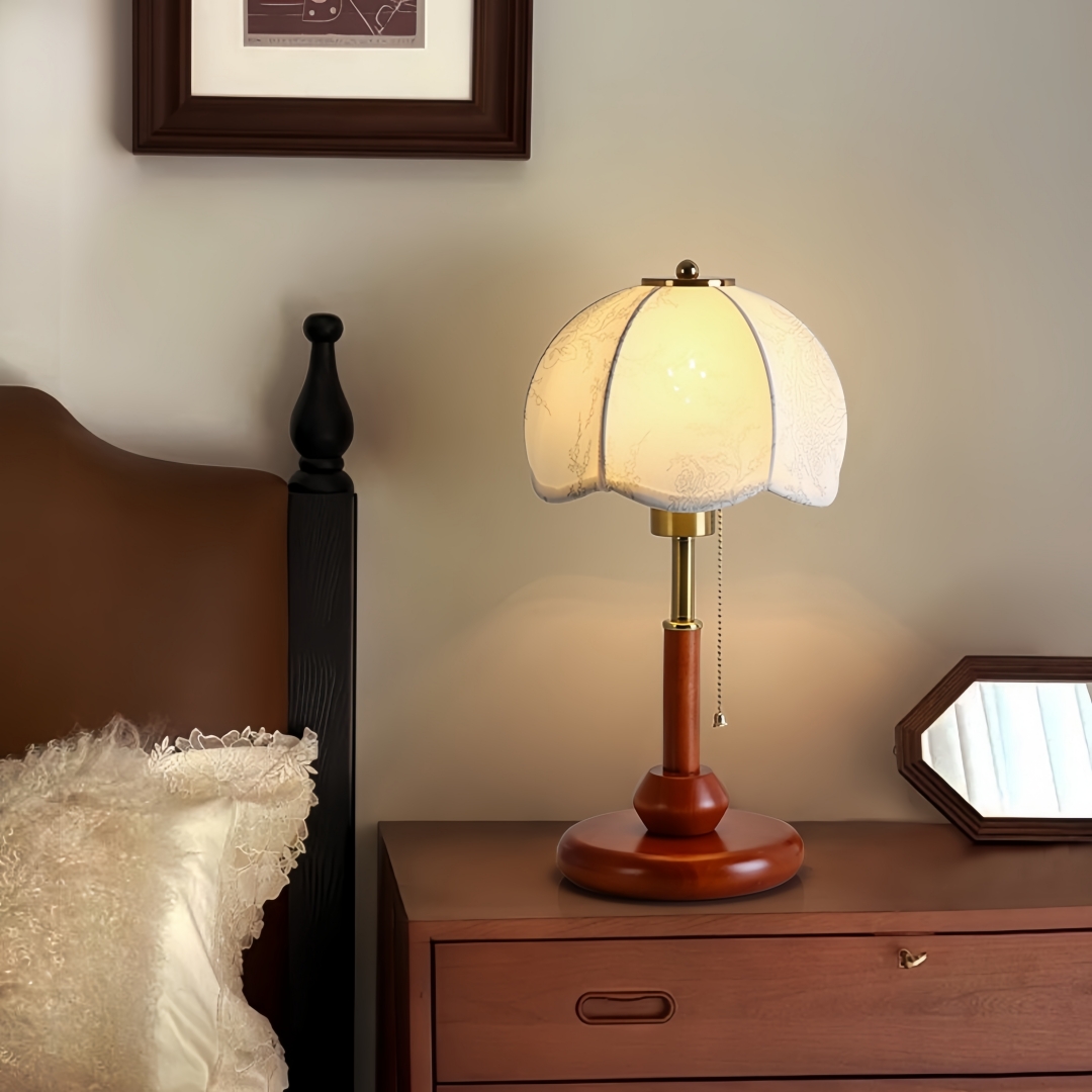 ヴィンテージスカラップドームテーブルランプ寝室ナイトスタンド - Room Lighting Bedroom Decor のレビューと価格