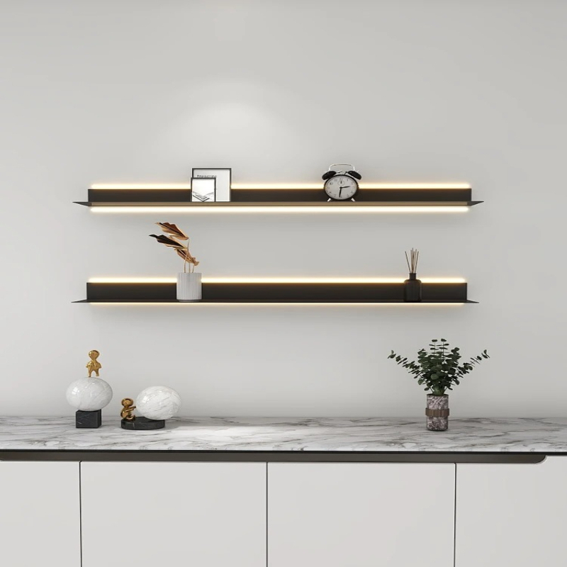 ‌ LED照明付きメタルシェルフ壁掛けフローティングディスプ - Lighting Metal Wall Decor のレビューと価格