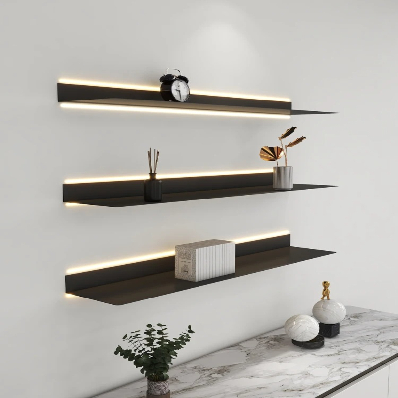 ‌ LED照明付きメタルシェルフ壁掛けフローティングディスプ - Lighting Metal Wall Decor のレビューと価格