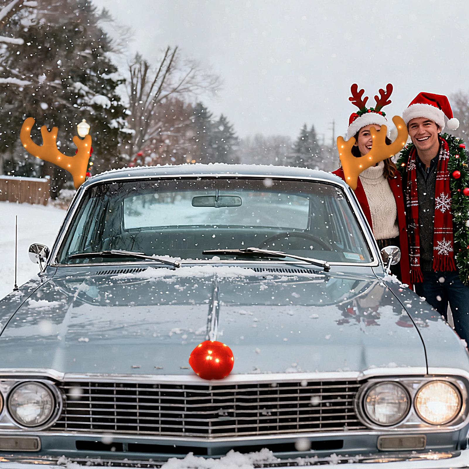 トナカイの車の装飾 キュートなクリスマスデコレーション ライ - Up Lighting Decor のレビューと価格