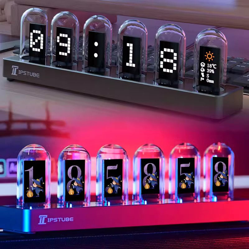 RGBニキシー管時計 LED発光 IPSカラースクリーン D - Lighting Decoration Ideas For Home のレビューと価格