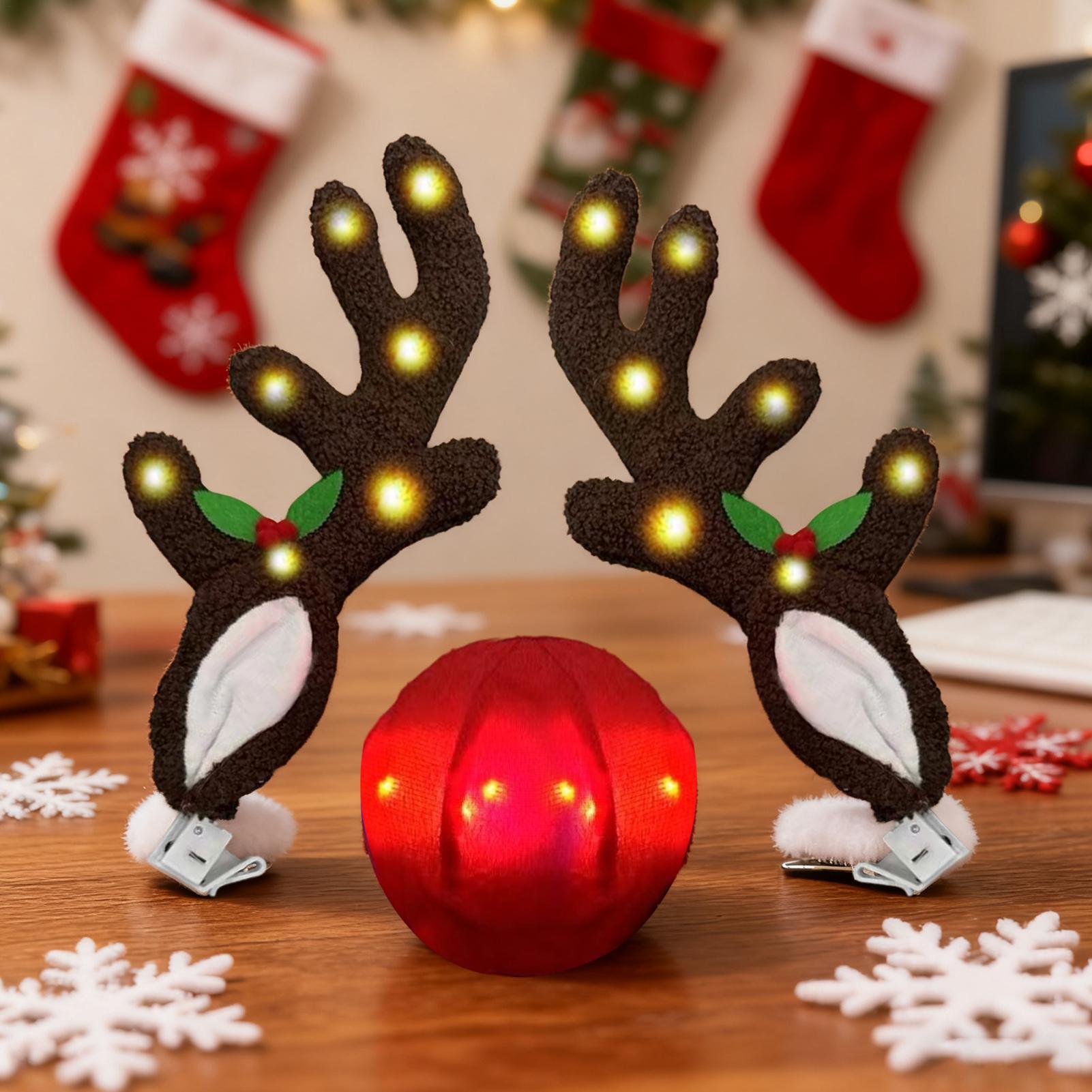 車のトナカイの角ライトアップトナカイの角と鼻クリスマス車の外 - Up Lighting Decor のレビューと価格