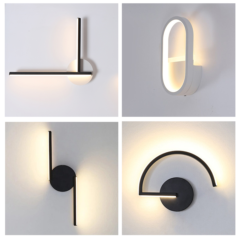 モダンな北欧LEDウォールランプ、ミニマリストブラック幾何学 - Room Lighting Bedroom Decor のレビューと価格