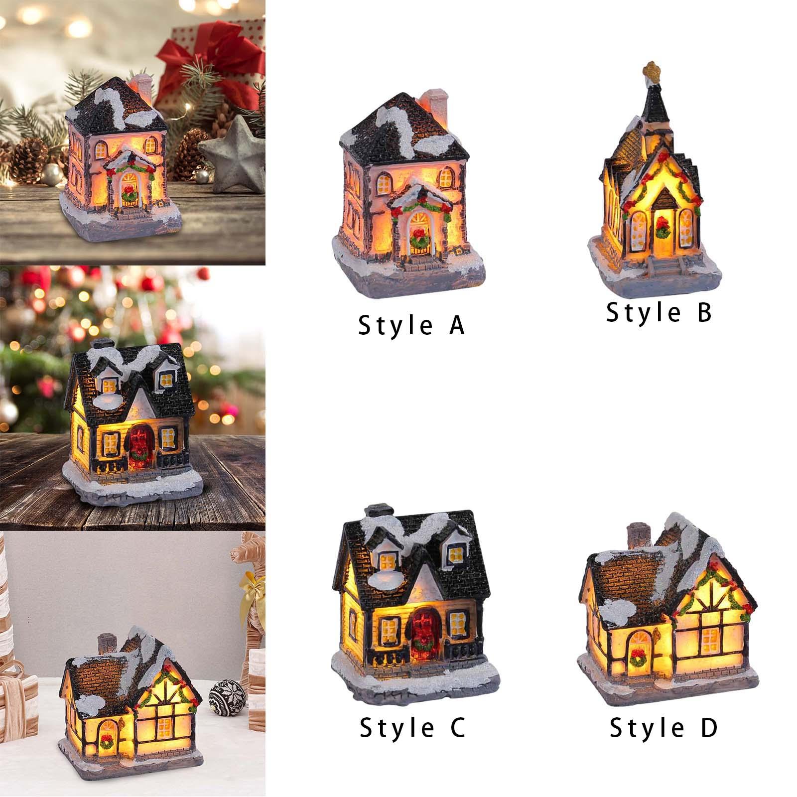 クリスマスライト付きの家の樹脂製フィギュア、家の装飾用の卓上 - Lighting Decor For House のレビューと価格