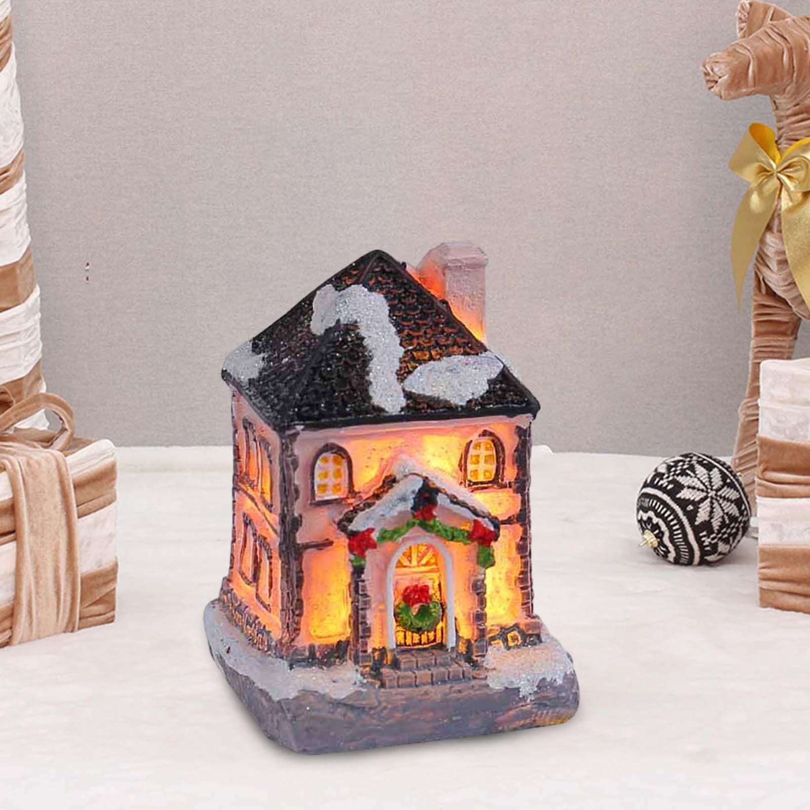 クリスマスライト付きの家の樹脂製フィギュア、家の装飾用の卓上 - Lighting Decor For House のレビューと価格