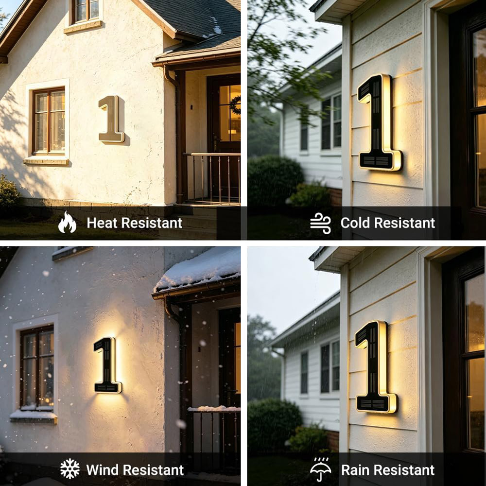 12 センチメートルソーラー屋外家番号ライト防水 LED ア - Lighting Decor For House のレビューと価格