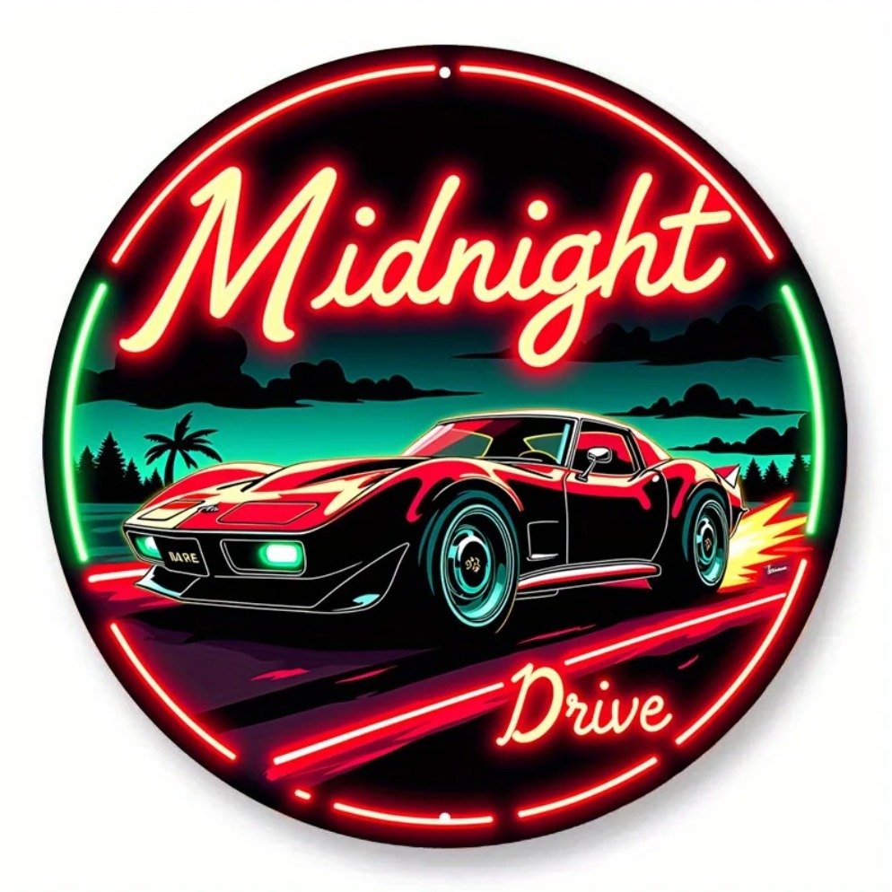 ヴィンテージネオンカーサイン ミッドナイトドライブ – レト - Lighting Metal Wall Decor のレビューと価格