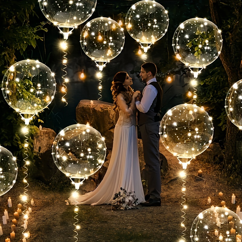 LEDライト付きボボバルーン20個セット、20インチ透明ボボ - Outdoor Lighting Wedding Decor のレビューと価格