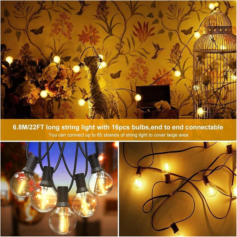 LED屋外ライトストリング 64フィート G40 ガーデンテ - Outdoor Lighting Wedding Decor のレビューと価格