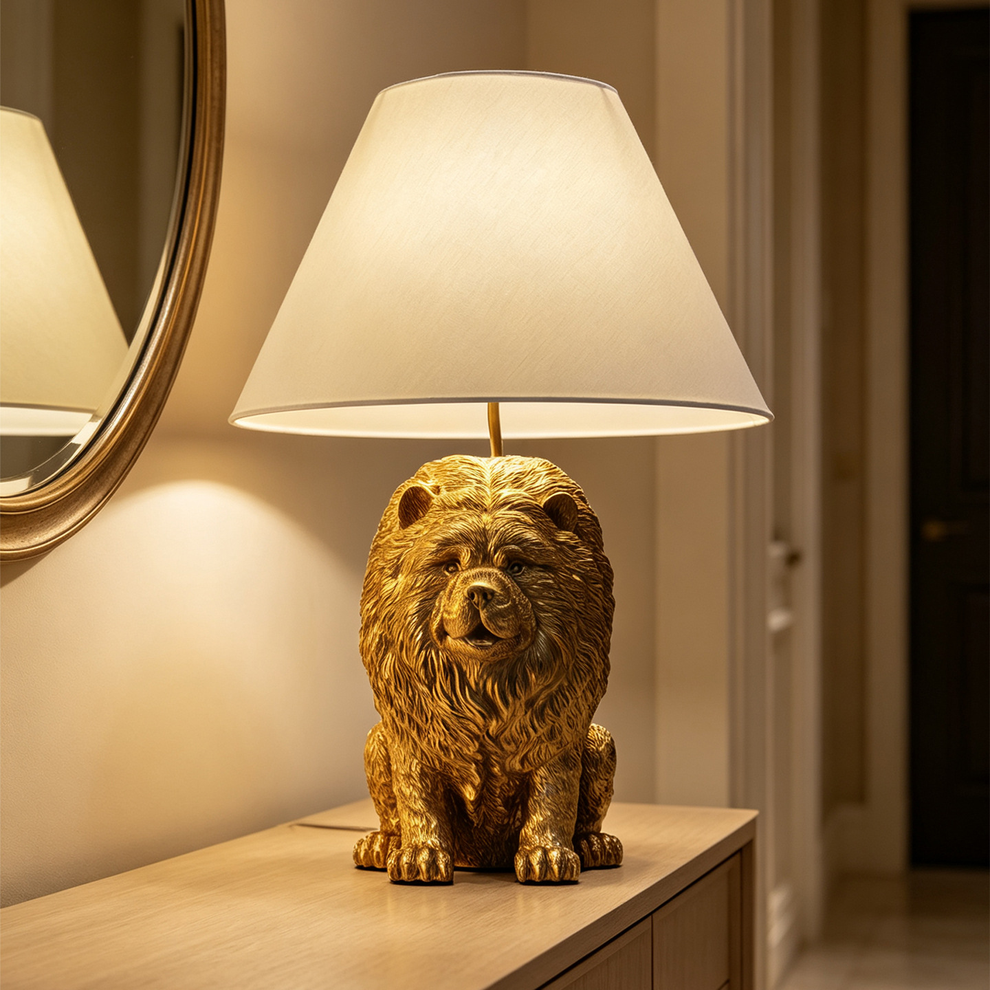 クリエイティブなチャウチャウの動物モチーフのレジン製デスクラ - Room Lighting Bedroom Decor のレビューと価格