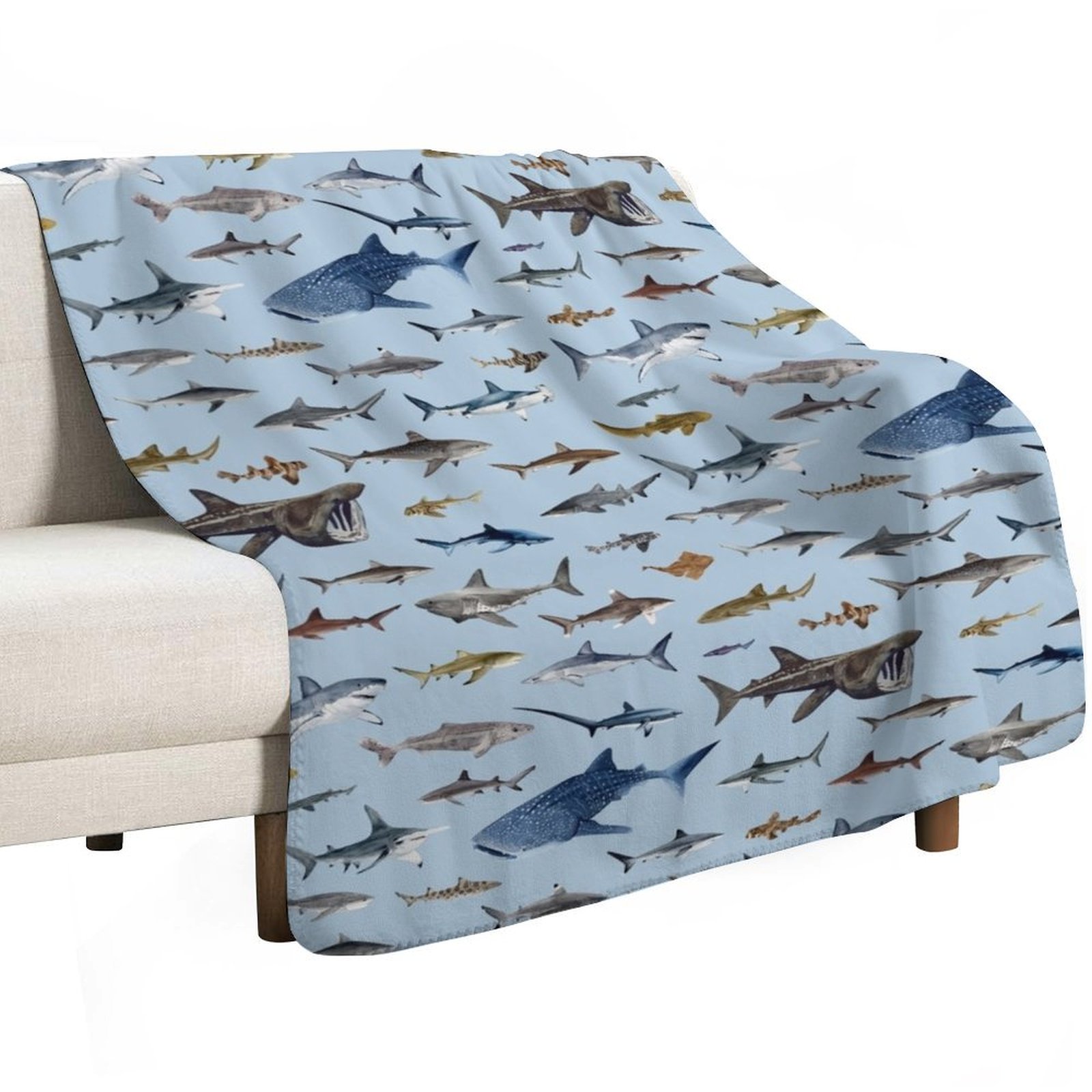 SHARKS ポスター - ライトブルーのソファ用スローケッ - Lighting Decoration Ideas For Home のレビューと価格