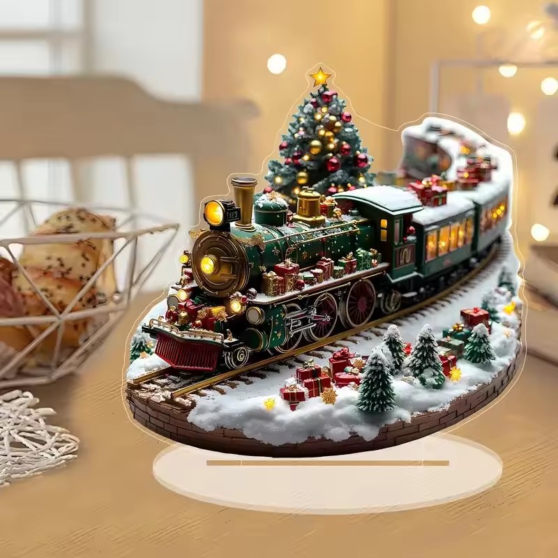 ユニークなクリスマス村の家セット、回転する電車のディスプレイ - Unique Lighting Decor のレビューと価格