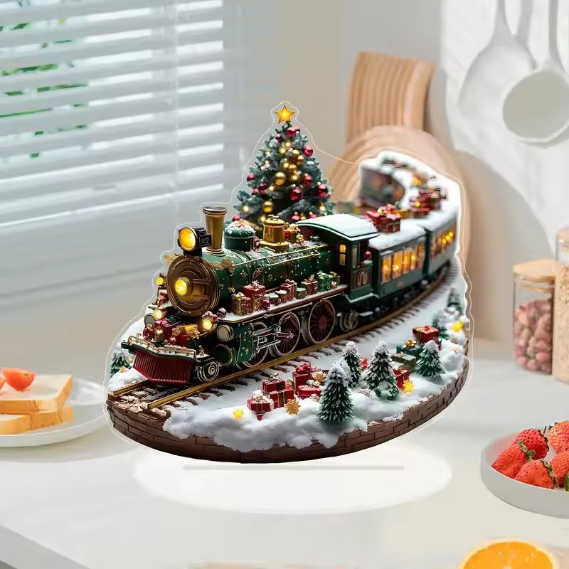 ユニークなクリスマス村の家セット、回転する電車のディスプレイ - Unique Lighting Decor のレビューと価格