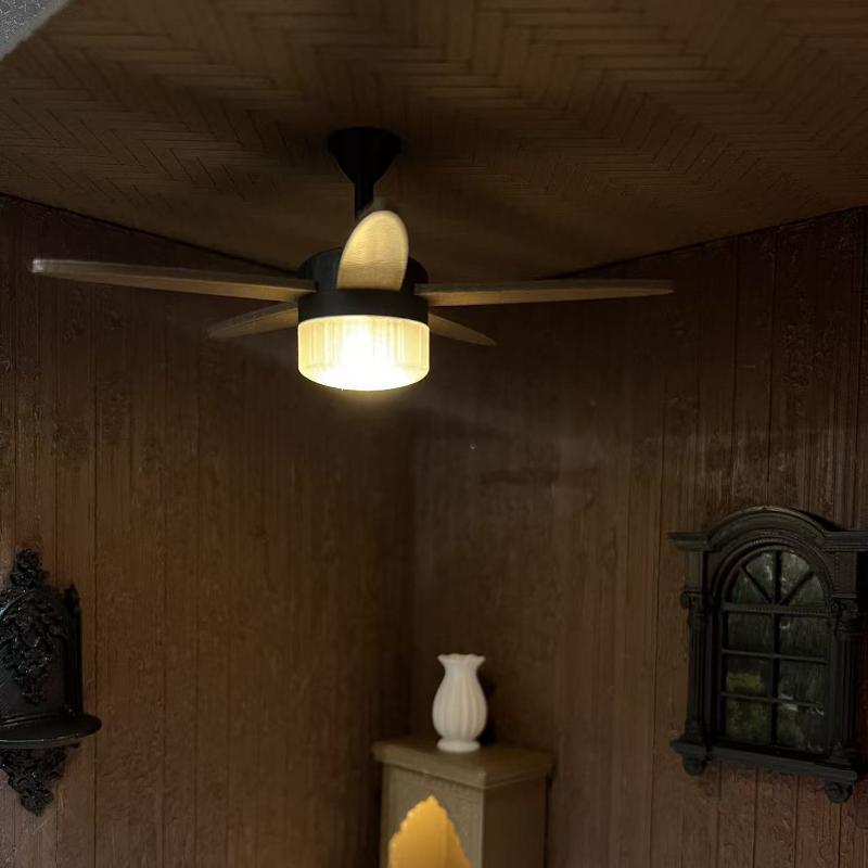 // ミニチュアヴィンテージ天井ファン LED ライトオーナ - Lighting Decor For House のレビューと価格