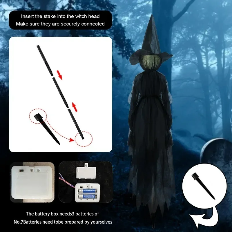 音に反応する手を持つ魔女ハロウィンデコレーション カラフルな - Lighting Decor For House のレビューと価格