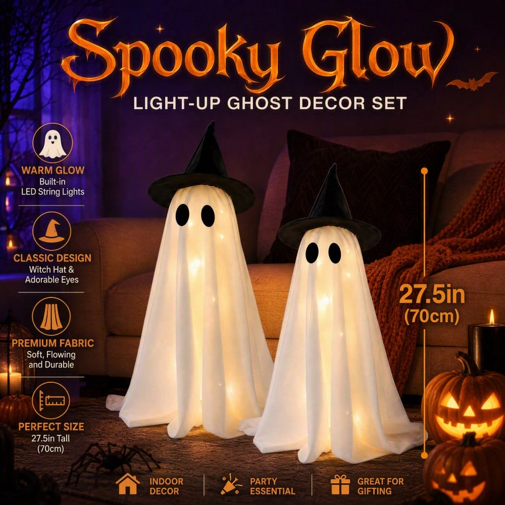 LEDライトアップウィッチハットゴースト2個セット、不気味な - Up Lighting Decor のレビューと価格