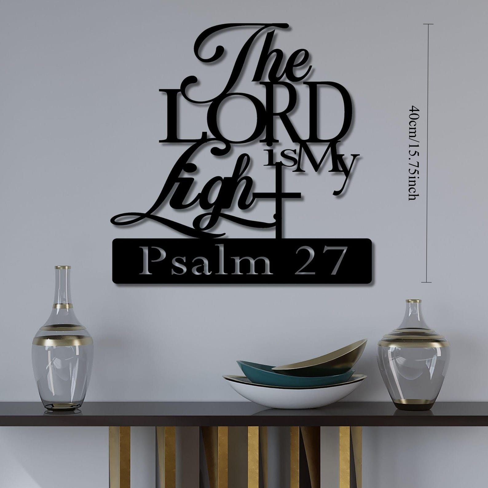 CIFBUY 鉄製ウォールアート 主は私の光 詩篇27章 金 - Lighting Metal Wall Decor のレビューと価格