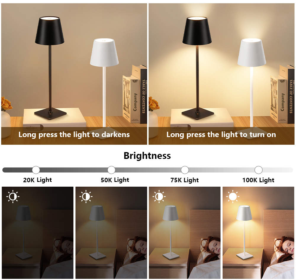 LED充電式デスクライトワイヤレステーブルランプ無段階調光タ - Room Lighting Bedroom Decor のレビューと価格