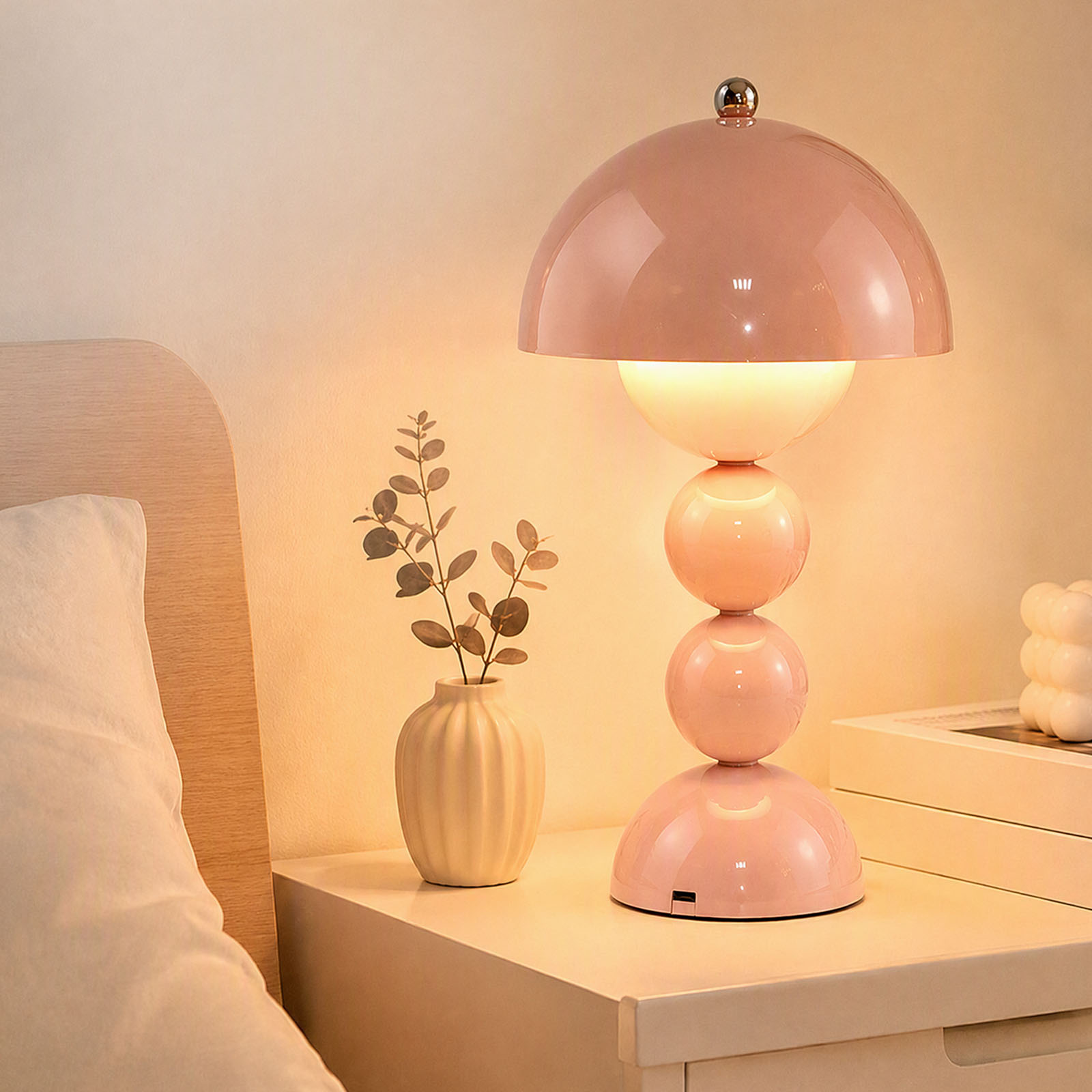 ヴィンテージ風のきのこ型テーブルランプ。USB接続で、3段階 - Room Lighting Bedroom Decor のレビューと価格