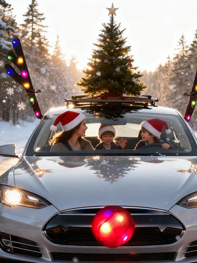 車のトナカイの角、鼻、テールライト付き、車両用クリスマスデコ - Up Lighting Decor のレビューと価格